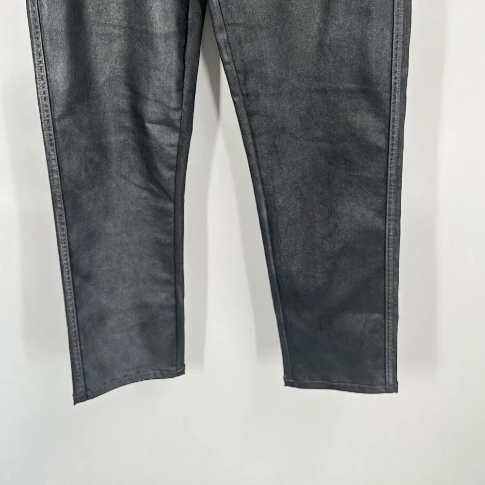 7 For All Mankind Women's Black Coated Skinny Jeans